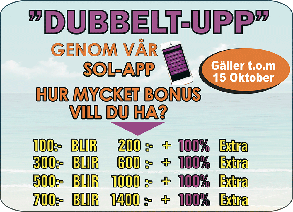 Sola solarium billigt i Sundbyberg - Dubbelt-Upp kampanj!