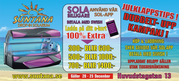 Julkampanj - få Dubbelt-Upp - sola solarium billigt i Solna