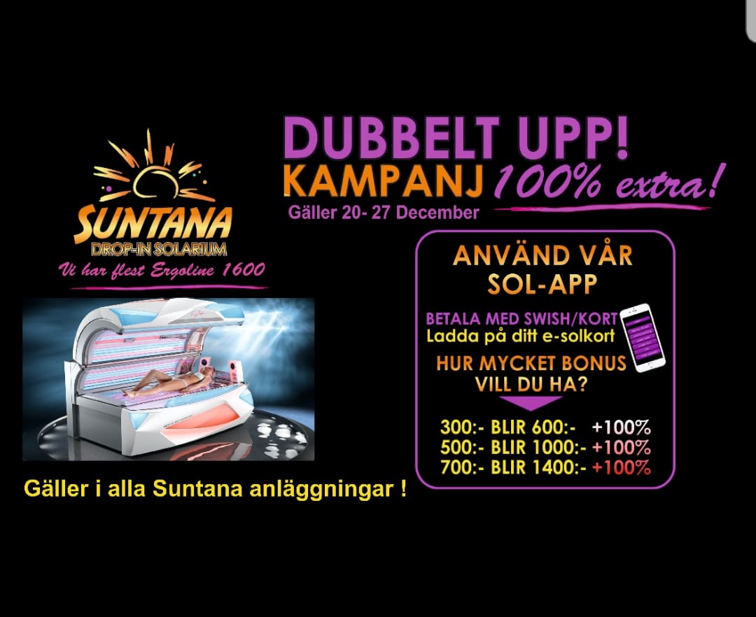 Julkampanj - få Dubbelt-Upp & sola solarium billigt runtom i Stockholm!